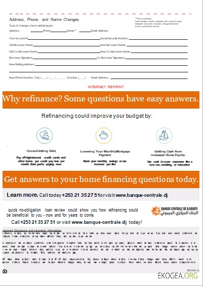 Djibouti Banque Centrale de Djibouti relevé d'hypothèque bancaire, 3 pages, 3 scr template Djibouti Banque Centrale de Djibouti relevé d'hypothèque bancaire, 3 pages, 3 scr template